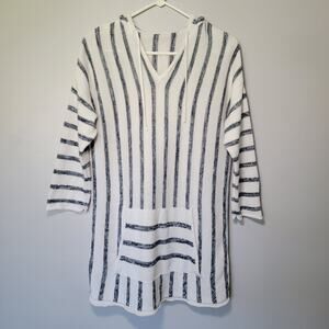 Tribal Jeans Nautical Coastal Hoodie Sweater Beach Cover-Up Tunic Top Womans L